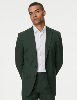 

Mens M&S Collection Tailored Fit Italian Linen Miracle™ Suit Jacket - Dark Green, Dark Green