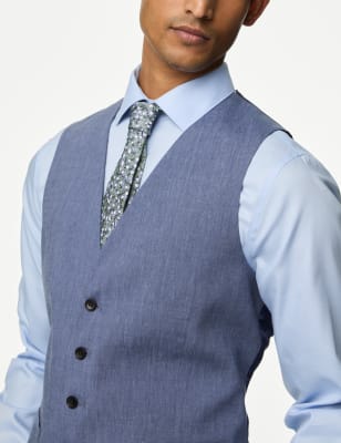 

Mens M&S Collection Italian Linen Miracle™ Waistcoat - Chambray, Chambray