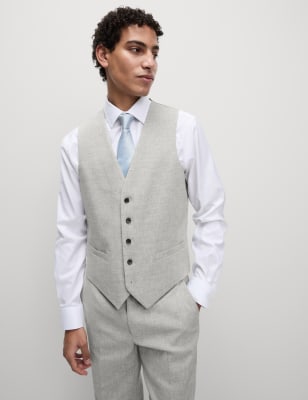 

Mens M&S Collection Italian Linen Miracle™ Waistcoat - Light Grey, Light Grey