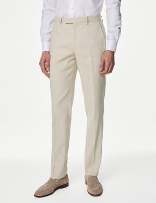 

Mens M&S Collection Tailored Fit Italian Performance Linen Suit Trousers, Neutral