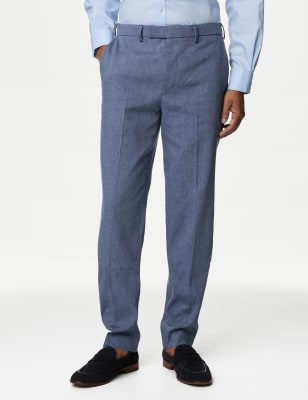 

Mens M&S Collection Miracle™ - Auf Figur geschnittene Anzughose aus italienischem Leinen - Chambray, Chambray