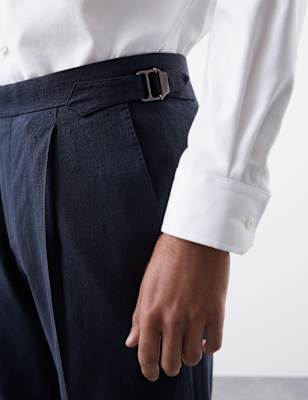 

Mens Autograph Tailored Fit Italian Performance Linen Blend Suit Trousers, Navy