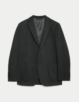 

M&S Collection Textured Jersey Jacket with Stretch - Dark Charcoal, Dark Charcoal