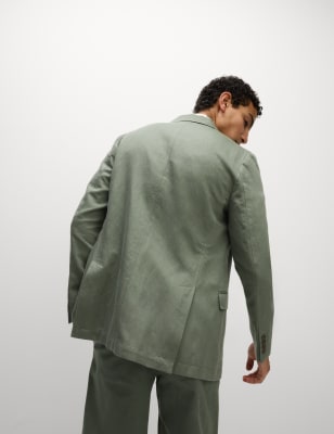 

Mens M&S Collection Tailored Fit Cotton Rich Laundered Jacket, Green