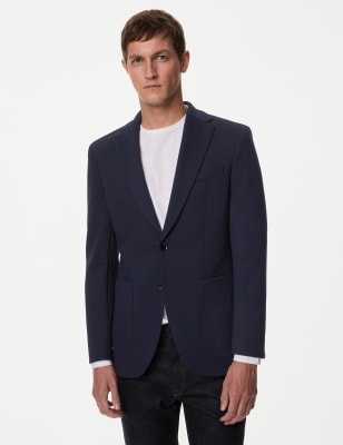 

Mens M&S Collection Textured Jersey Blazer - Navy, Navy