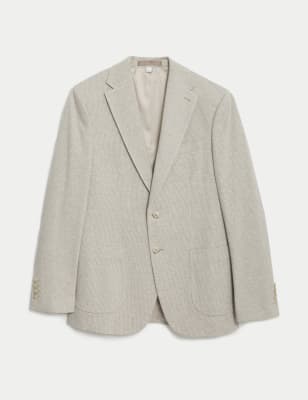 

Mens M&S Collection Tailored Fit Cotton Rich Puppytooth Blazer - Neutral, Neutral