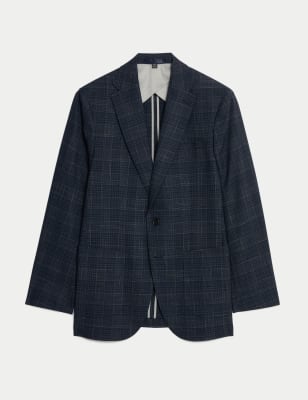 

Mens M&S Collection Tailored Fit Check Blazer - Navy, Navy