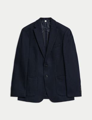 

Mens M&S Collection Tailored Fit Wool Blend Textured Blazer - Navy, Navy