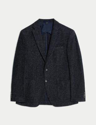 

Mens M&S Collection Tailored Fit Wool Blend Textured Blazer - Navy, Navy