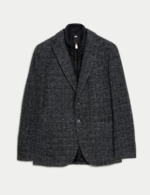 

Mens M&S Collection Tailored Fit Wool Blend Blazer with Gilet - Charcoal, Charcoal