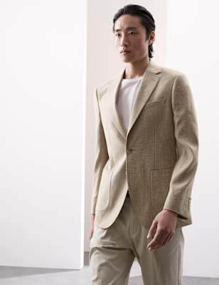 

Mens Autograph Tailored Fit Linen Blend Twill Suit Jacket - Sand, Sand