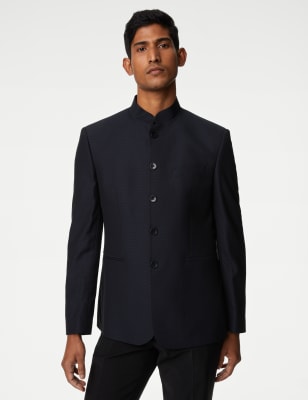 

Mens M&S Collection Textured Jacquard Nehru Jacket - Navy, Navy