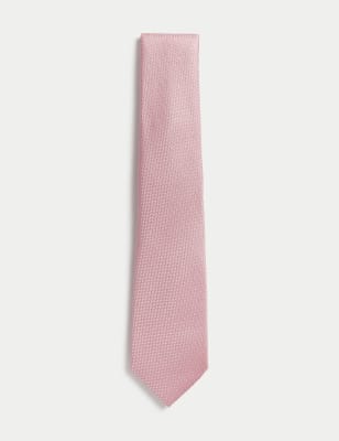 

Mens M&S SARTORIAL Textured Pure Silk Tie - Light Pink, Light Pink