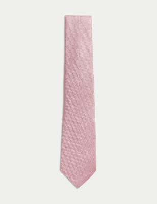 

Mens M&S SARTORIAL Textured Pure Silk Tie - Light Pink, Light Pink