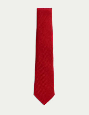 

Mens M&S SARTORIAL Textured Pure Silk Tie, Red