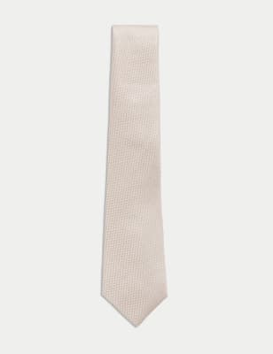 

Mens M&S SARTORIAL Textured Pure Silk Tie - Champagne, Champagne