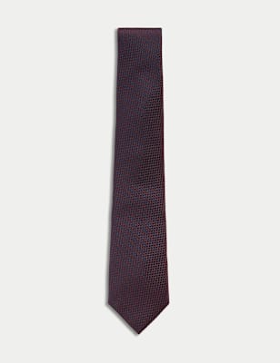 

Mens M&S SARTORIAL Textured Pure Silk Tie - Dark Burgundy, Dark Burgundy