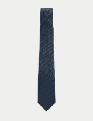 

Mens M&S SARTORIAL Textured Pure Silk Tie - Light Airforce, Light Airforce