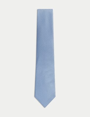 

Mens M&S SARTORIAL Textured Pure Silk Tie - Blue, Blue