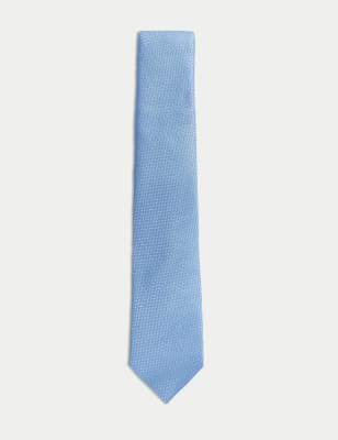 

Mens M&S SARTORIAL Textured Pure Silk Tie - Light Blue, Light Blue