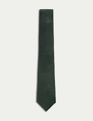 

Mens M&S SARTORIAL Textured Pure Silk Tie - Forest Green, Forest Green