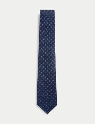 

Mens M&S SARTORIAL Paisley Pure Silk Tie - Navy, Navy