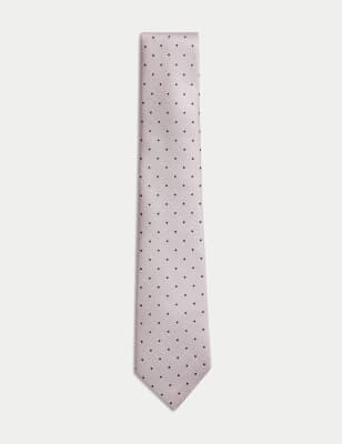 

Mens M&S SARTORIAL Pure Silk Polka Dot Tie - Burgundy, Burgundy