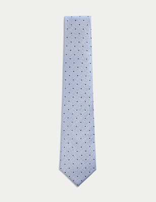 

Mens M&S SARTORIAL Pure Silk Polka Dot Tie, Light Blue