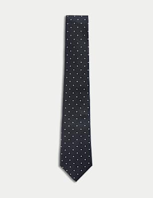 

Mens M&S SARTORIAL Pure Silk Polka Dot Tie - Navy, Navy