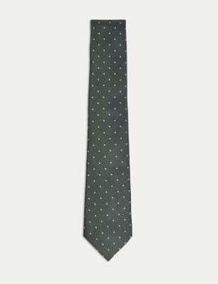 

Mens M&S SARTORIAL Pure Silk Polka Dot Tie - Khaki, Khaki