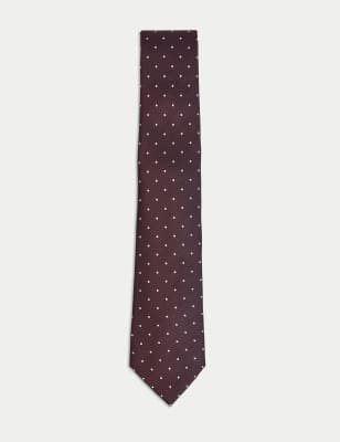 

Mens M&S SARTORIAL Pure Silk Polka Dot Tie - Burgundy, Burgundy