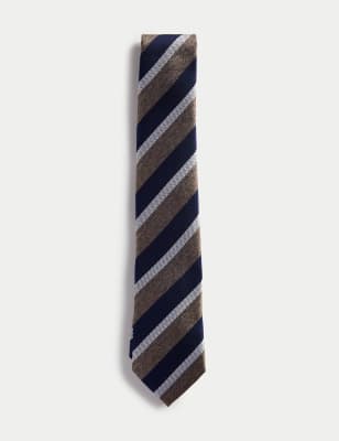 

Mens M&S SARTORIAL Striped Pure Silk Tie - Multi/Neutral, Multi/Neutral