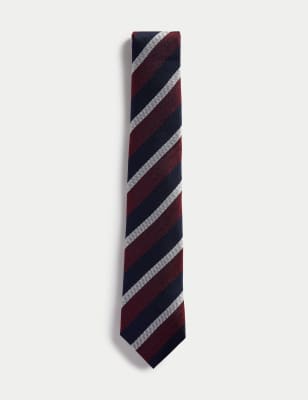 

Mens M&S SARTORIAL Striped Pure Silk Tie - Burgundy Mix, Burgundy Mix