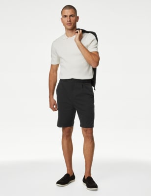 

Mens M&S X ENGLAND COLLECTION Performance Single Pleat Shorts - Black, Black