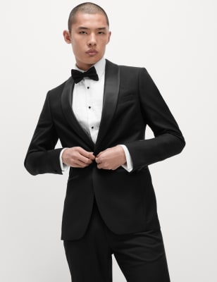 

Mens M&S Collection Slim Fit Stretch Tuxedo Jacket - Black, Black