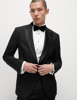 

Mens M&S Collection Slim Fit Stretch Tuxedo Jacket - Black, Black