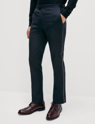 

Mens M&S Collection Slim Fit Stretch Tuxedo Trousers - Navy, Navy