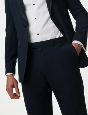 

Mens M&S Collection Slim Fit Stretch Tuxedo Trousers - Navy, Navy