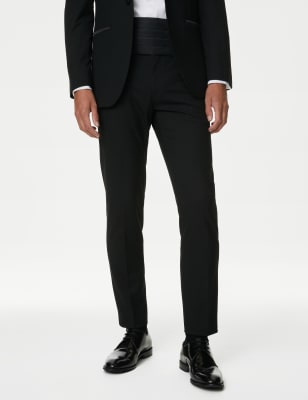 

Mens M&S Collection Slim Fit Stretch Tuxedo Trousers - Black, Black
