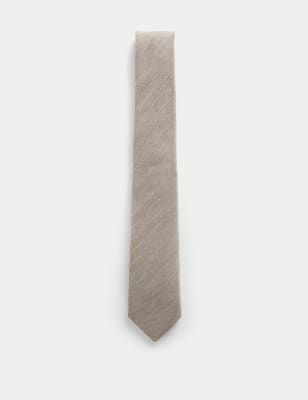 Jaeger Men's Herringbone Silk Blend Tie - Brown, Brown