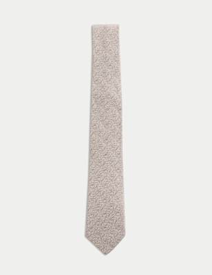 

JAEGER Mens Herringbone Silk Blend Tie - Stone, Stone