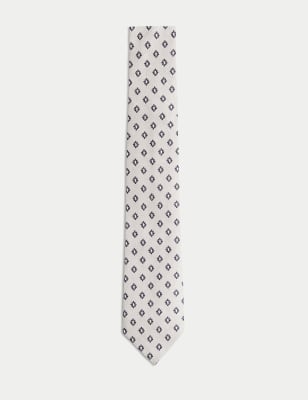 

JAEGER Mens Slim Foulard Silk Rich Tie - Stone, Stone