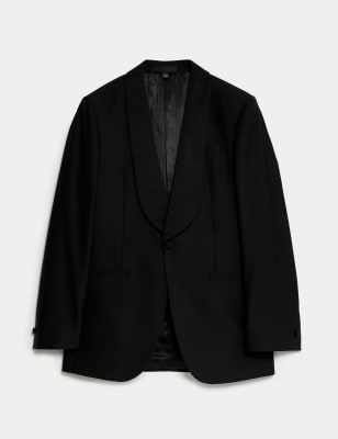 

Mens M&S SARTORIAL Regular Fit British Pure Wool Tuxedo Jacket - Black, Black