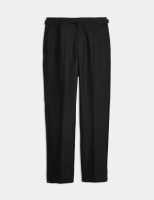 

Mens M&S SARTORIAL Normal geschnittene, gestreifte Smoking-Hose aus reiner, britischer Wolle - Black, Black
