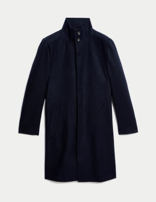 

JAEGER Mens Italian Wool Rich Coat - Dark Navy, Dark Navy