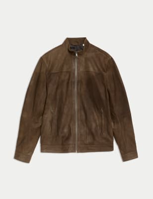 

Mens M&S Collection Leather Jacket - Brown, Brown