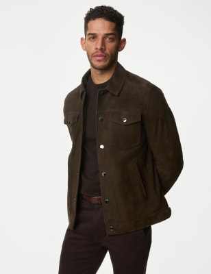 

Mens Autograph Suede Utility Jacket - Brown, Brown