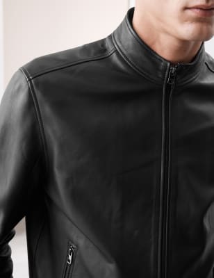 

Mens Autograph Leather Biker Jacket - Black, Black