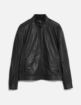 

Mens Autograph Leather Biker Jacket - Black, Black