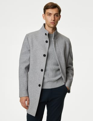 

Mens M&S Collection Funnel Neck Coat - Grey, Grey